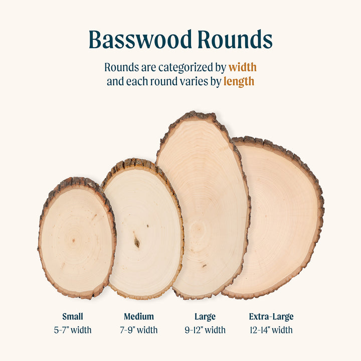 Basswood Round, Large 9-12" Wide