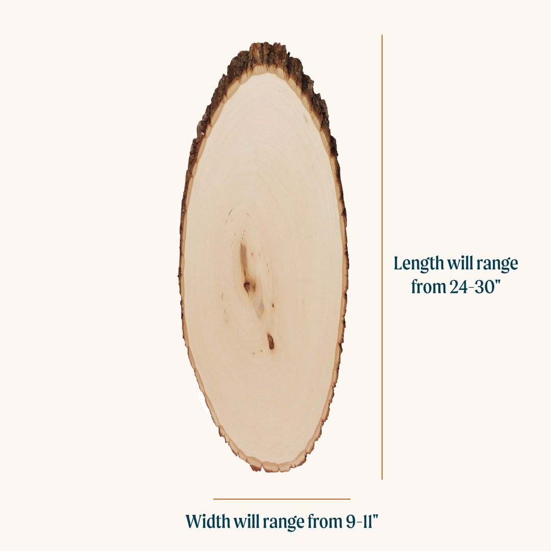 Elongated Rustic Basswood Round, 9-11" Wide